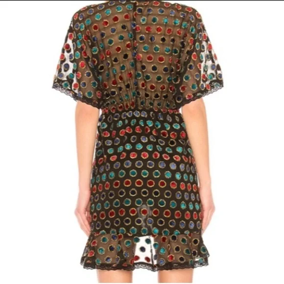 House of Harlow 1960 x REVOLVE  Cruz Dress Noir Polka Dot Metallic XS - Picture 4 of 13